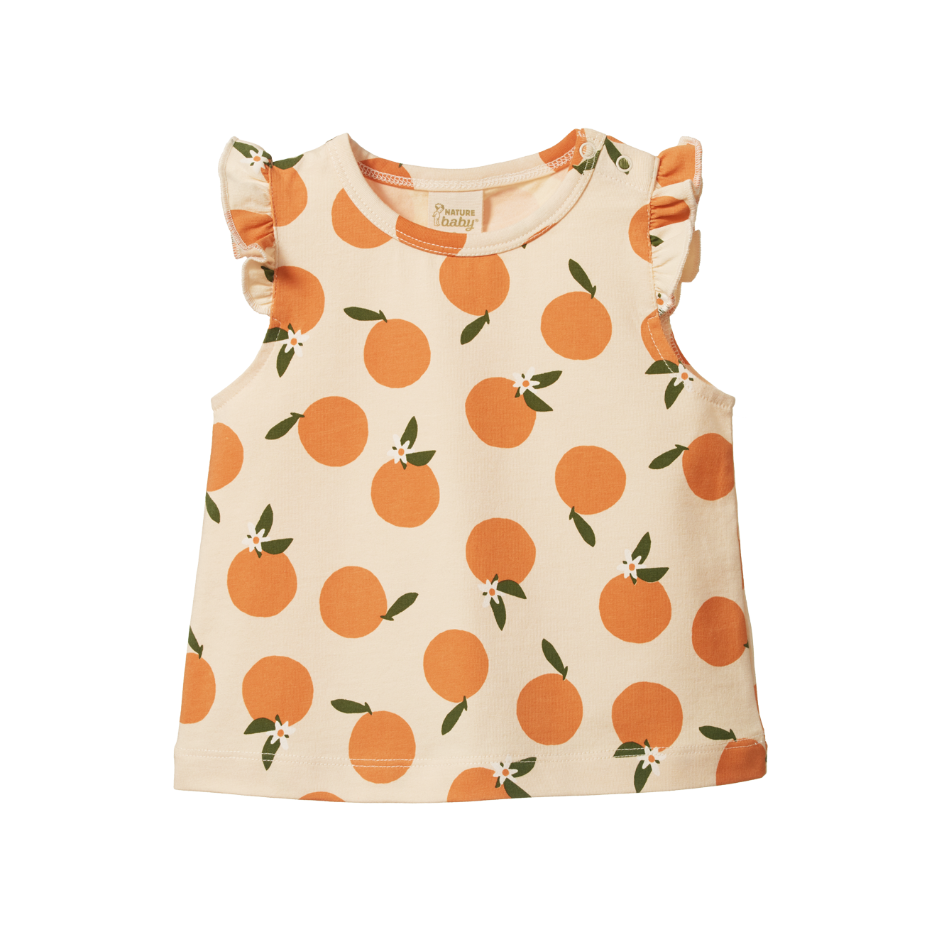 Nature Baby Fleur Tee Grande Orange Blossom Print in Multi