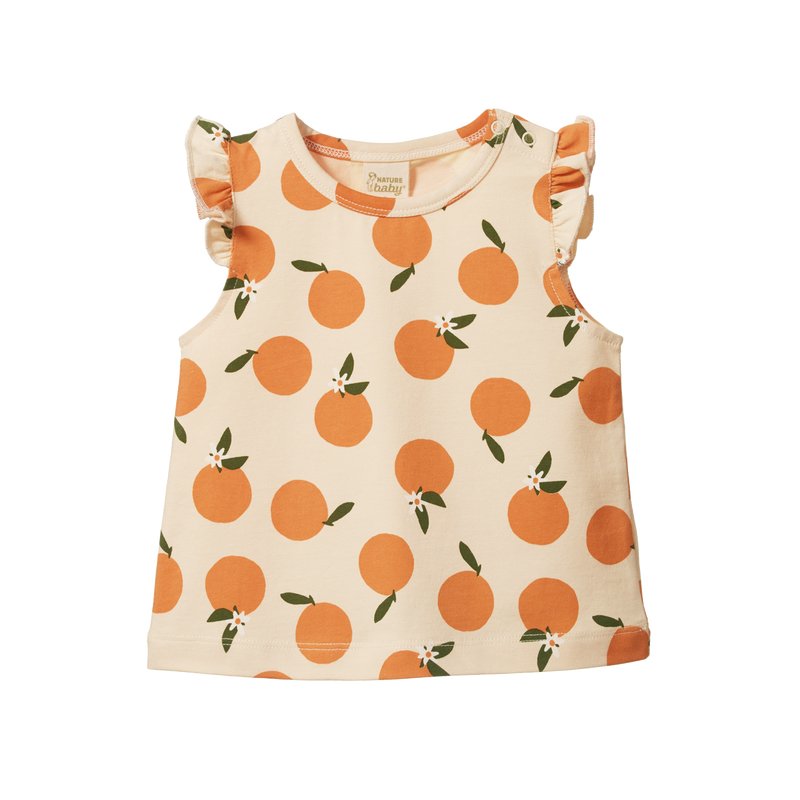 Nature Baby Fleur Tee Grande Orange Blossom Print in Multi