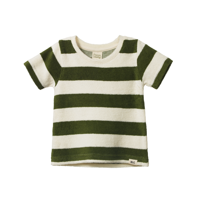 Nature Baby River Tee Terry Bold Jungle Stripe Green in Multi