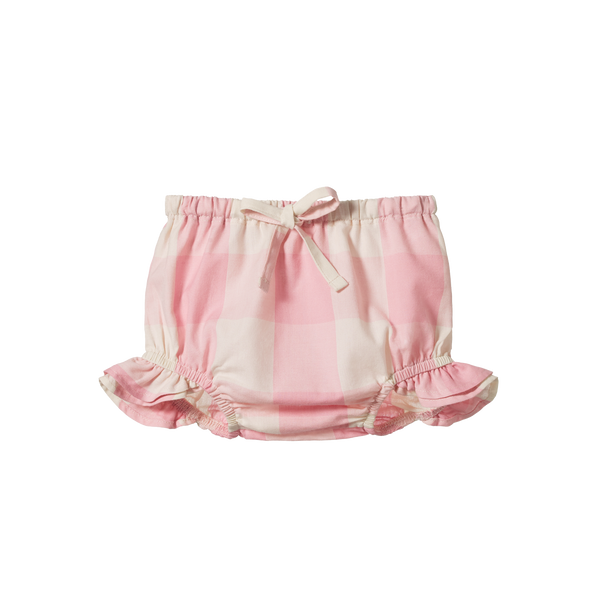 Nature Baby Gingham Petal Bloomers in Summer Rose Check Pink in Multi