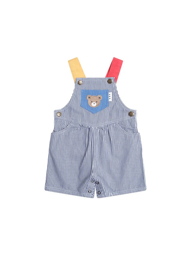 Huxbaby classic stripe short overalls