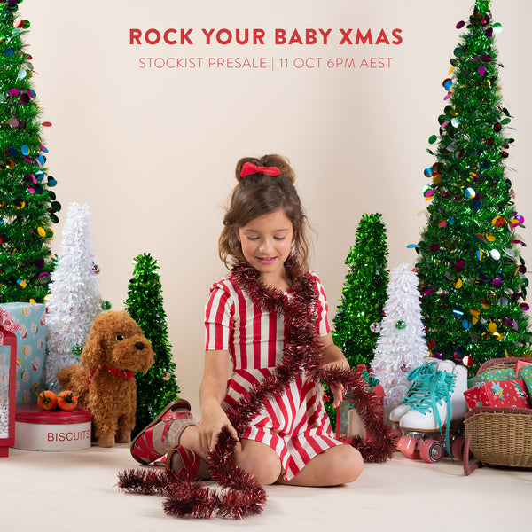 Rock your baby christmas stripe mabel dress in red and cream stripe