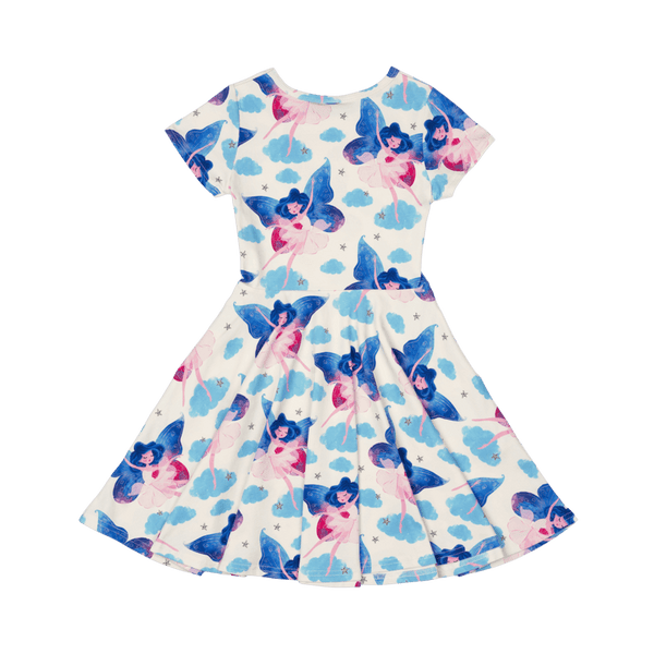 Rock Your Baby Fairy Girls Waisted Dress in Blue Multi