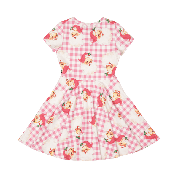 Rock your baby santa gingham waisted dress in multi colours