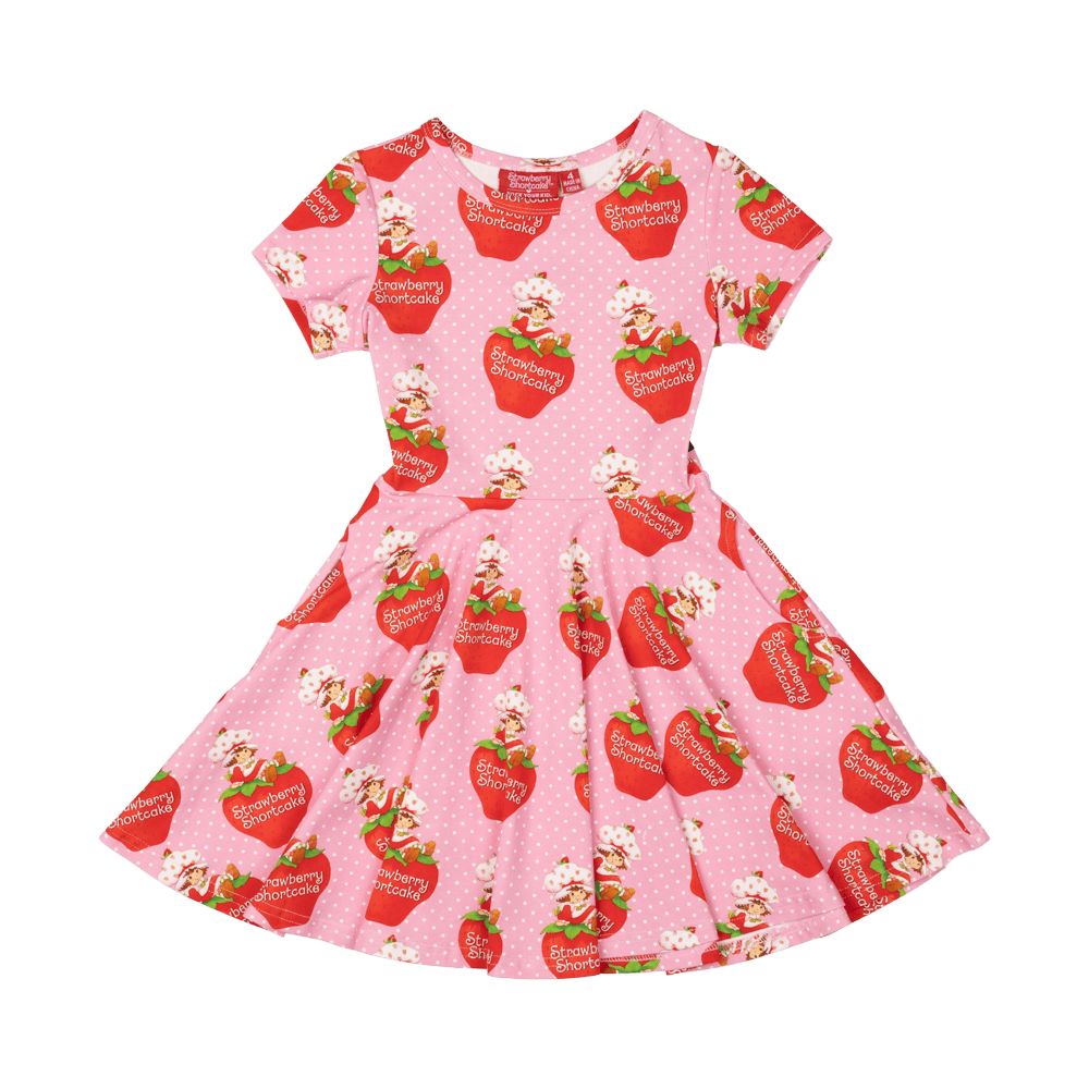 Rock Your Baby strawberry delight SS waisted dress in Pink