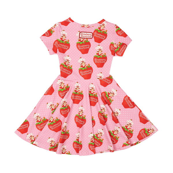 Rock Your Baby strawberry delight SS waisted dress in Pink