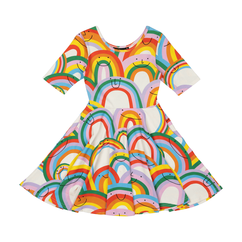 Rock your baby happy rainbows mabel dress in multi colours