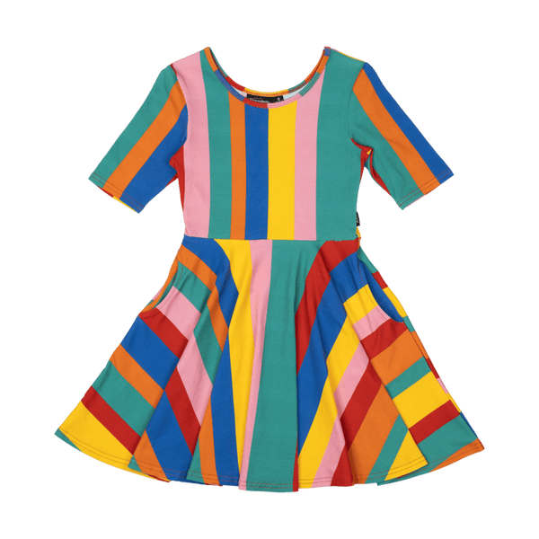 Rock Your Baby rainbow stripes mabel dress in multi colours