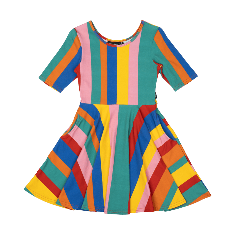Rock Your Baby rainbow stripes mabel dress in multi colours