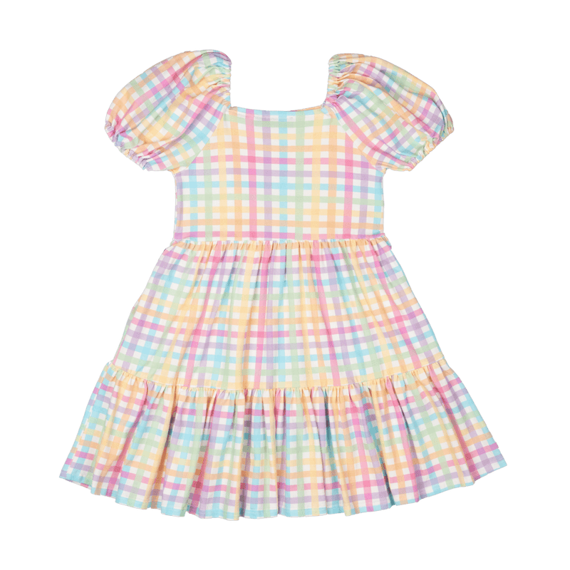 Rock your baby rainbow plaid dress in multi colours