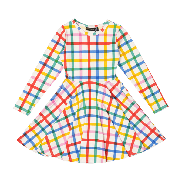 Rock Your Baby Check it Out LS Waisted Dress in cream