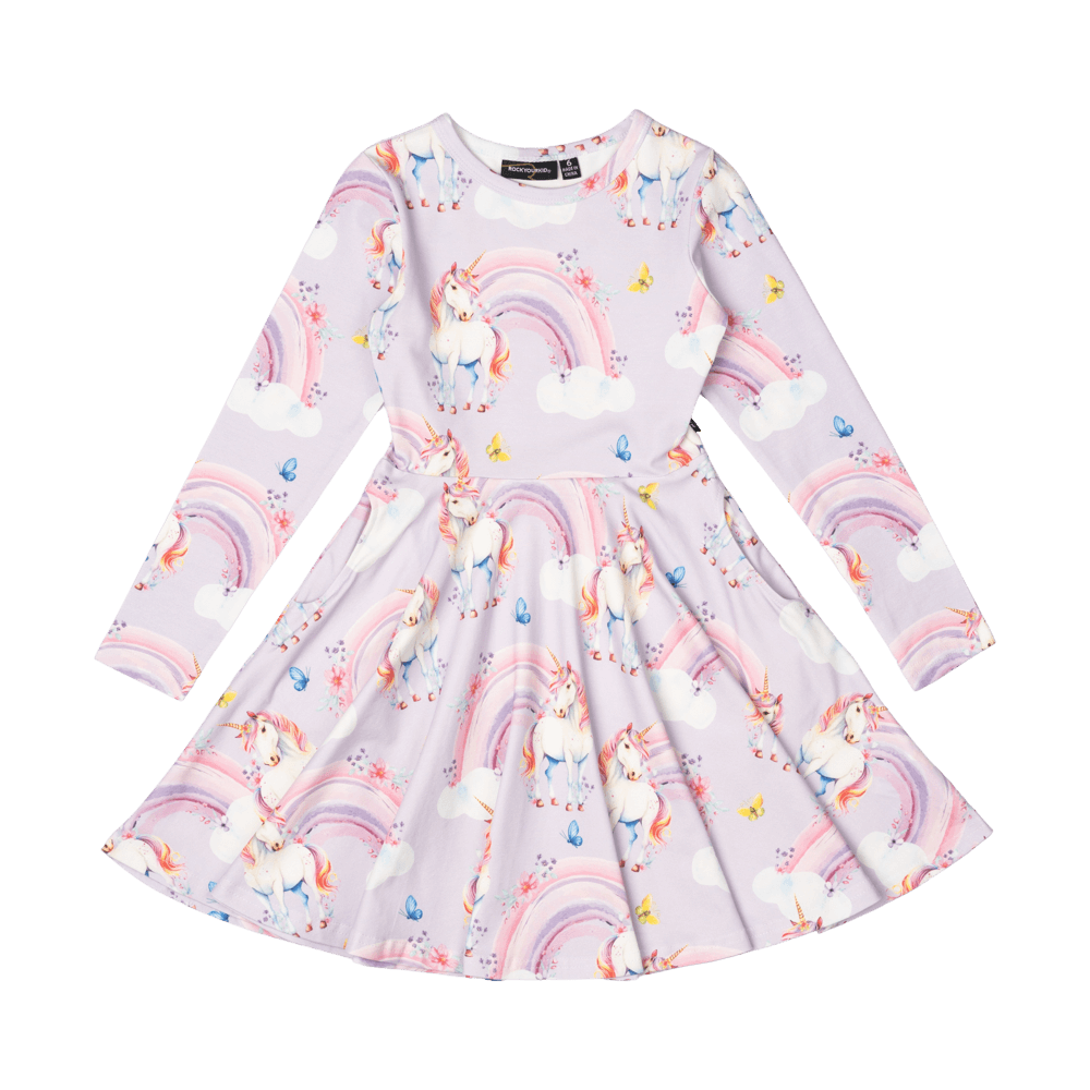 Rock Your Baby Dreamscapes LS Waisted Dress Lilac in Purple