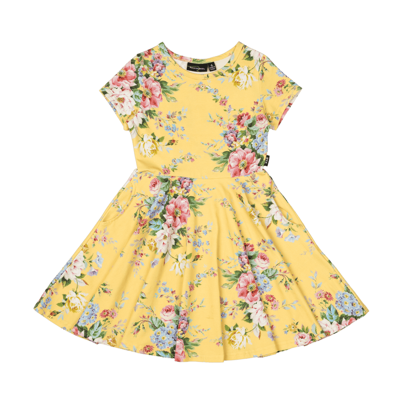 Rock Your Baby Beatrice Waisted Dress Yellow in Multi