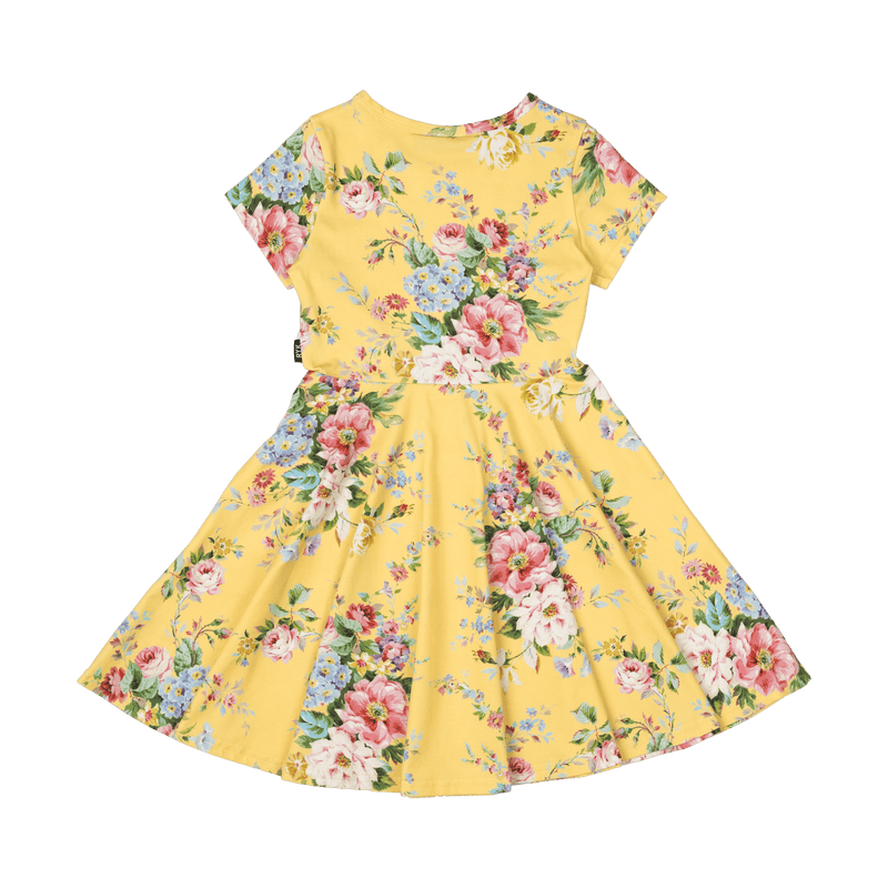 Rock Your Baby Beatrice Waisted Dress Yellow in Multi