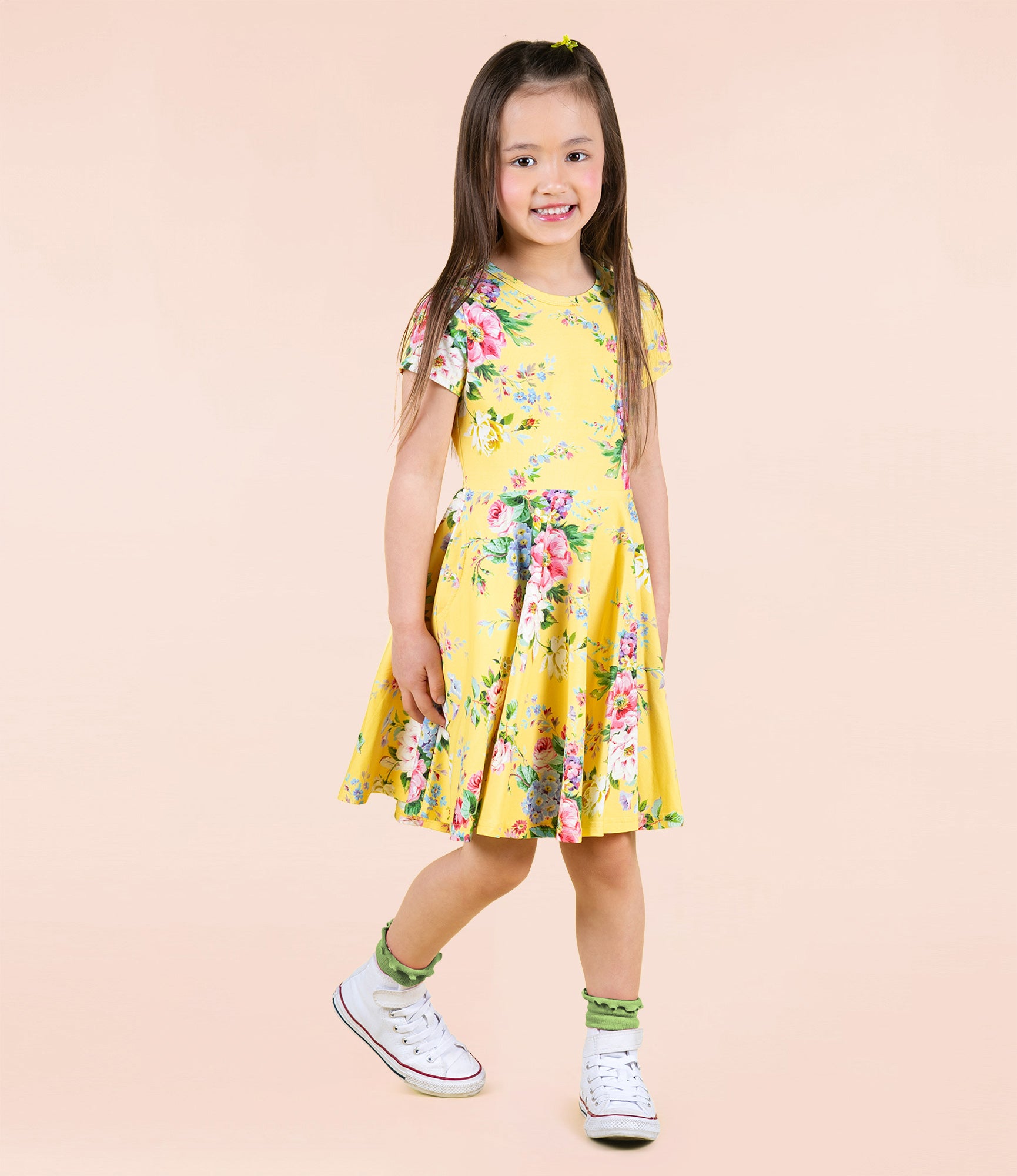 Rock Your Baby Beatrice Waisted Dress Yellow in Multi