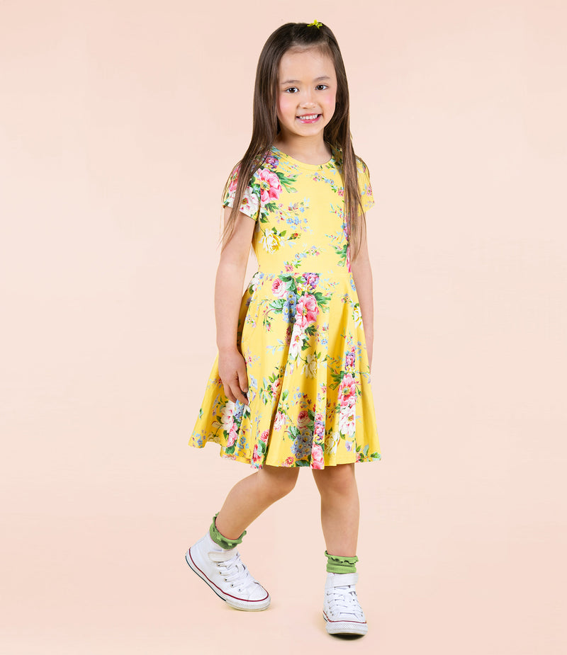 Rock Your Baby Beatrice Waisted Dress Yellow in Multi