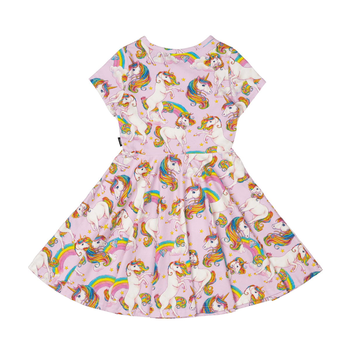 Rock Your Baby Unicorn Rainbow Waisted Dress in Pink