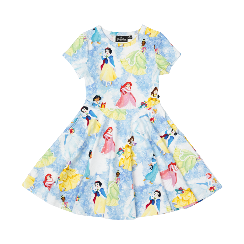Rock Your Baby Princess Christmas Sparkle Waisted Dress in Blue