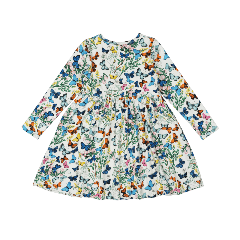 Rock Your Baby Butterflies LS high waisted Dress in Blue