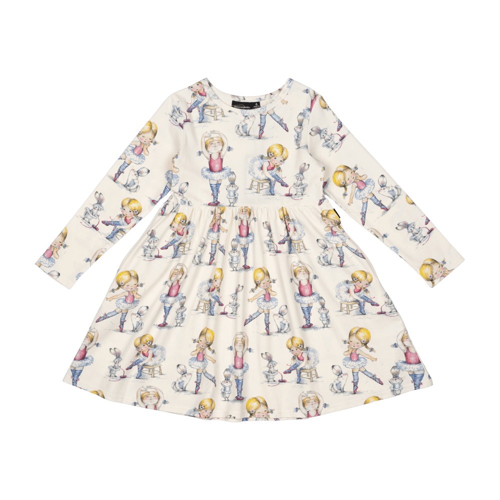 Rock Your Baby Dancers LS high waisted Dress in Cream