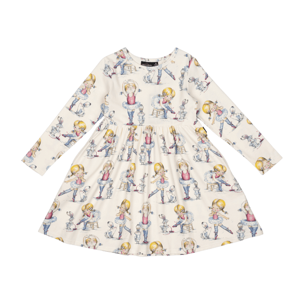Rock Your Baby Dancers LS high waisted Dress in Cream