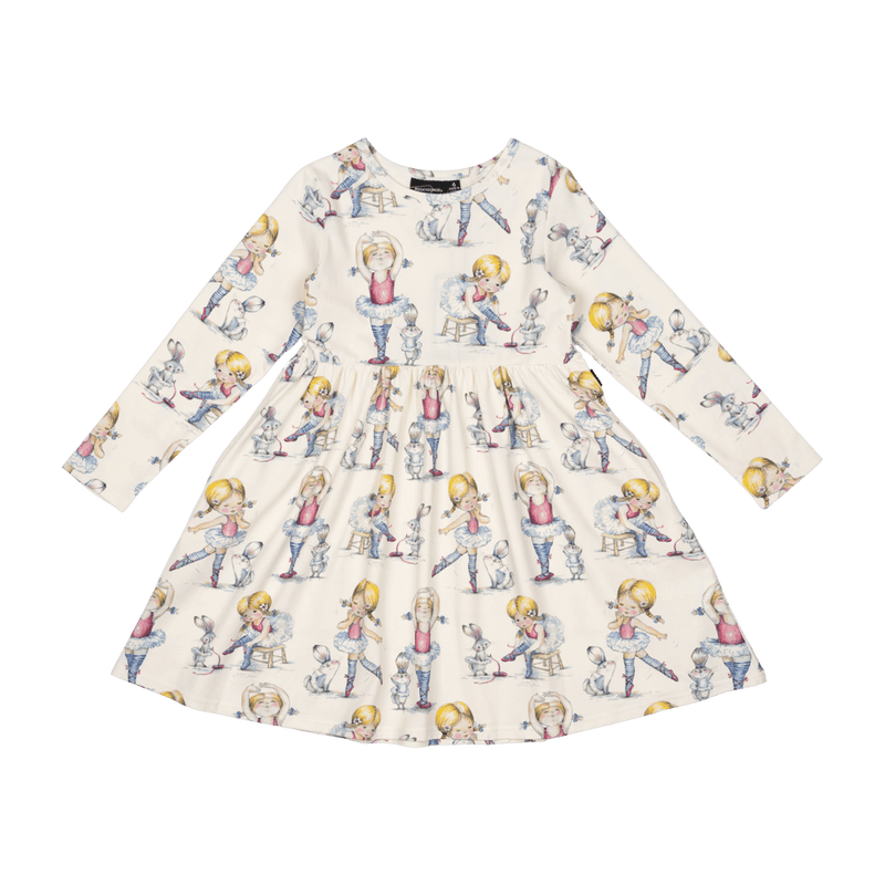 Rock Your Baby Dancers LS high waisted Dress in Cream