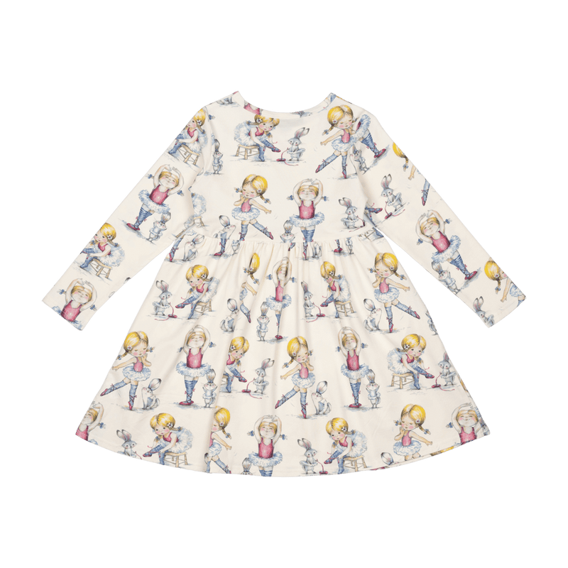 Rock Your Baby Dancers LS high waisted Dress in Cream