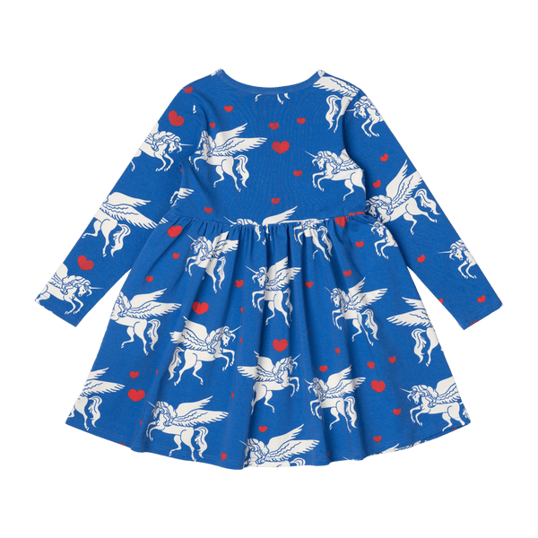 Rock Your Baby Les Licornes LS high waisted Dress in Blue