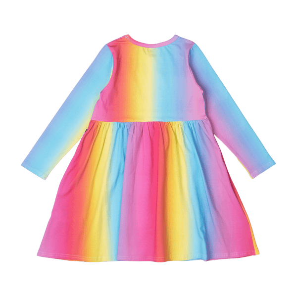 Rock Your Baby Rainbow LS Dress in Rainbow Multicolour