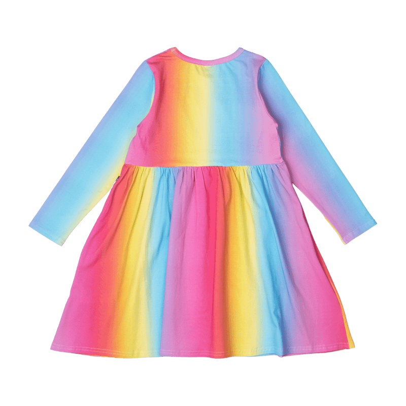 Rock Your Baby Rainbow LS Dress in Rainbow Multicolour