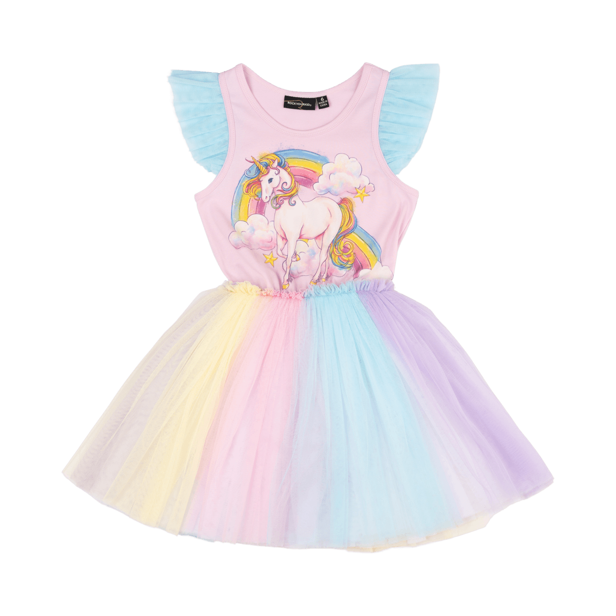 Rock Your Baby Unicorn Rainbow Singlet Circus Dress Rainbow in Multi