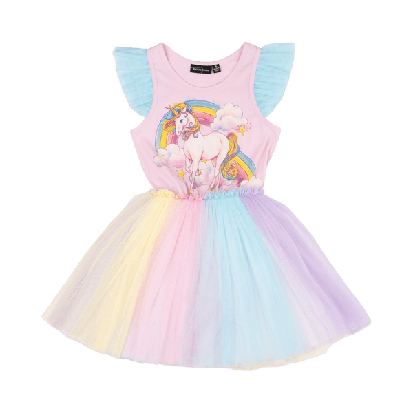 Rock Your Baby Unicorn Rainbow Singlet Circus Dress Rainbow in Multi