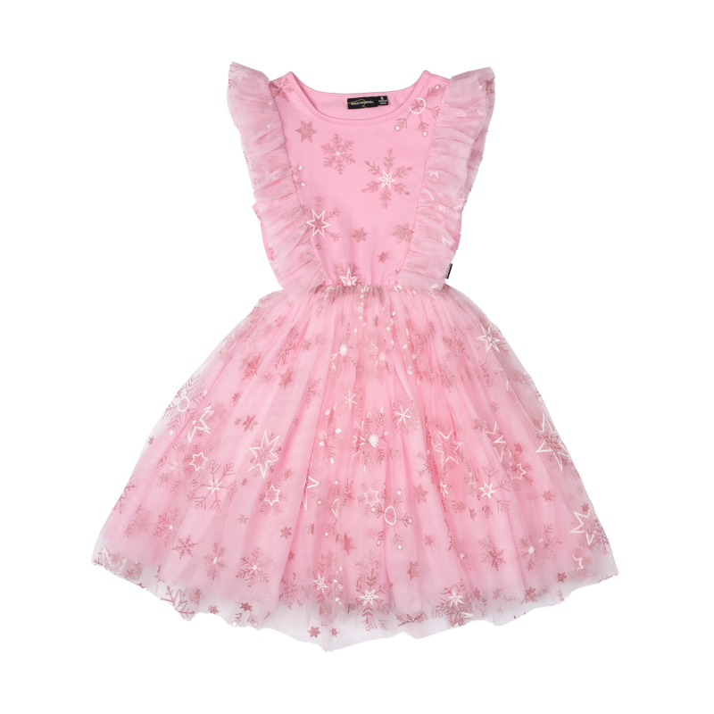 Rock Your Baby Pink Snowflake Party Dress in Pink