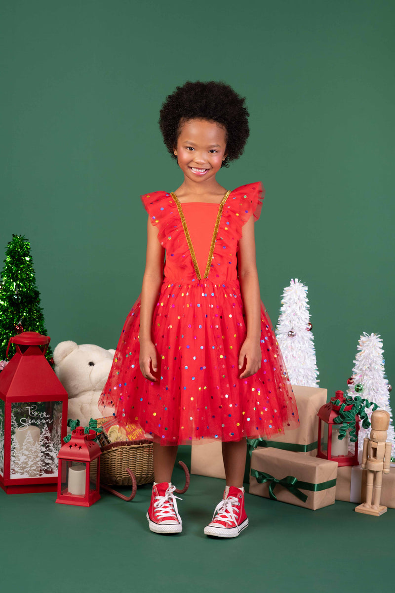 Rock Your Baby Red Party Tulle Dress in Red