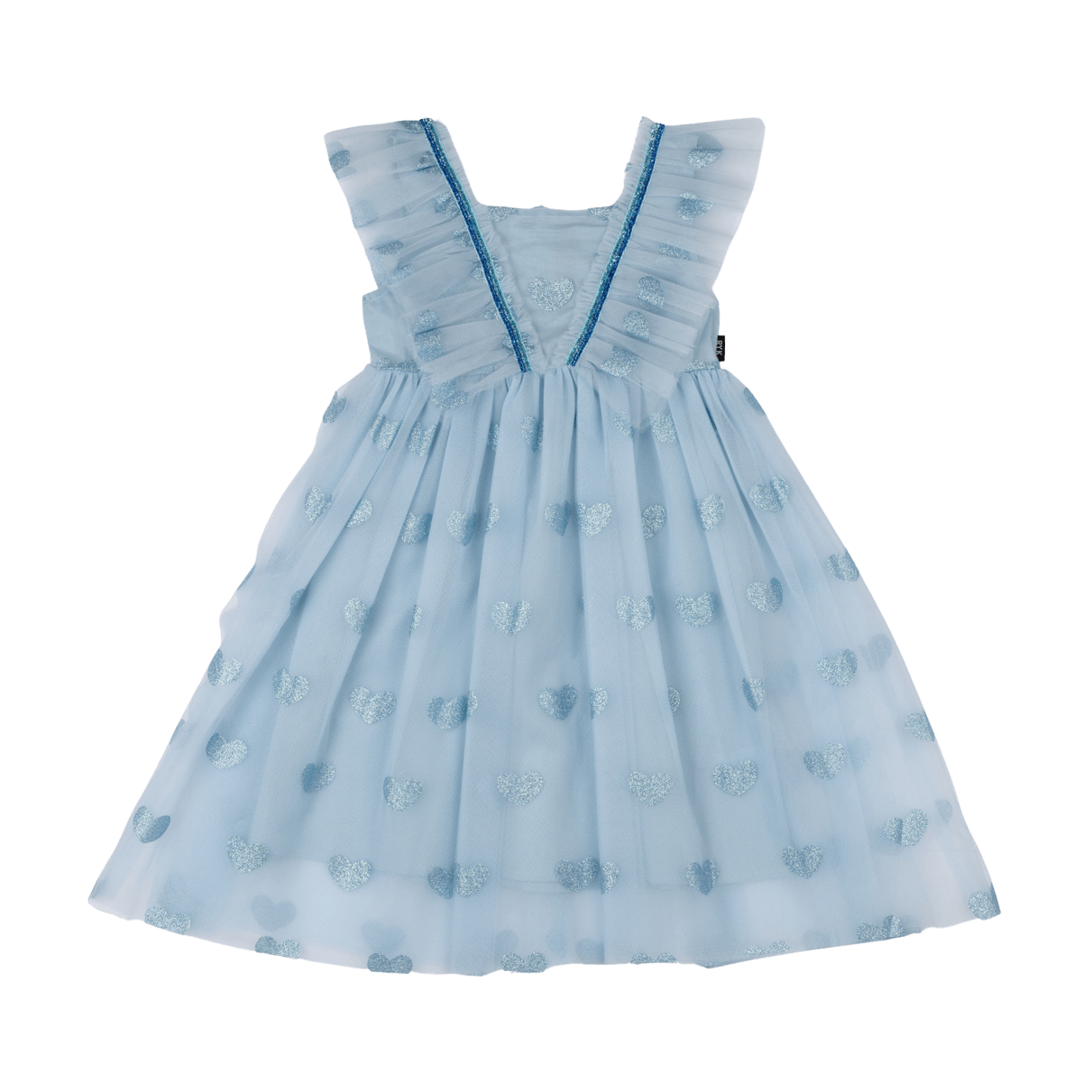 Rock Your Baby Blue Glitter Heart Tulle Dress in Blue