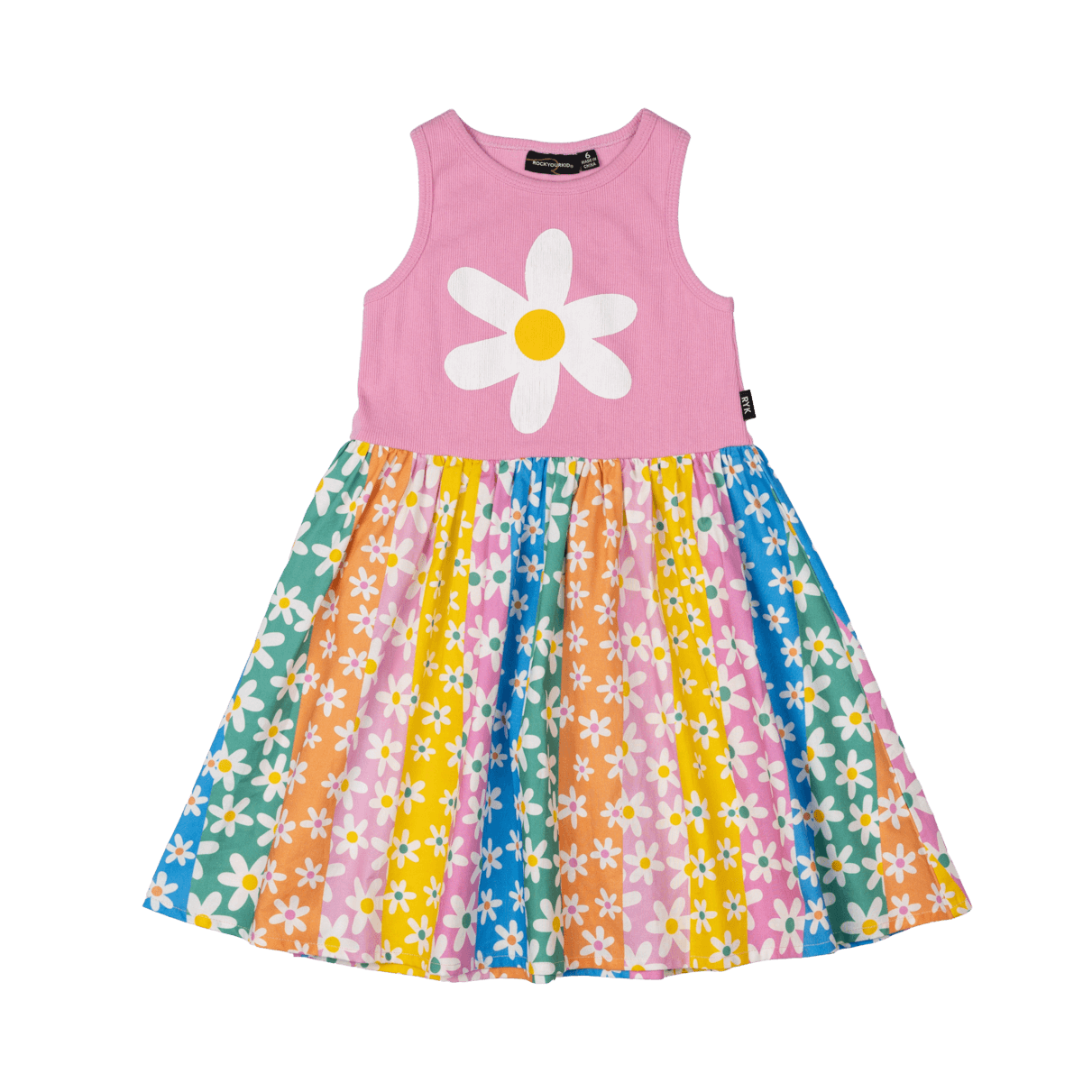 Rock Your Baby Floral Stripes Singlet Dress in Multi
