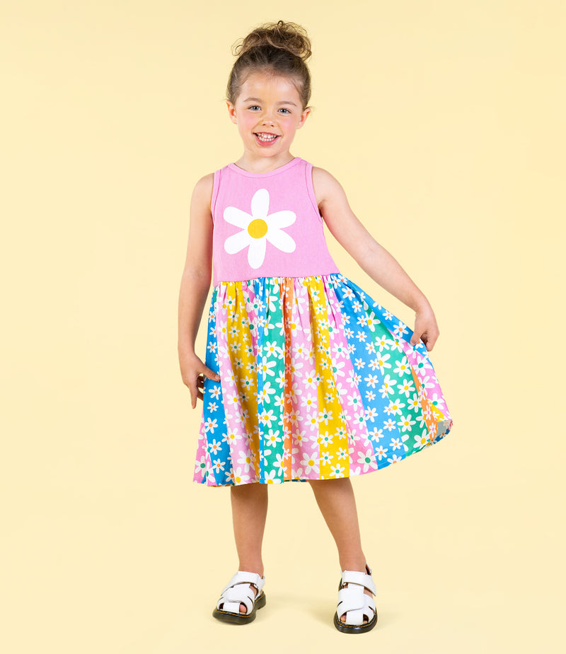 Rock Your Baby Floral Stripes Singlet Dress in Multi