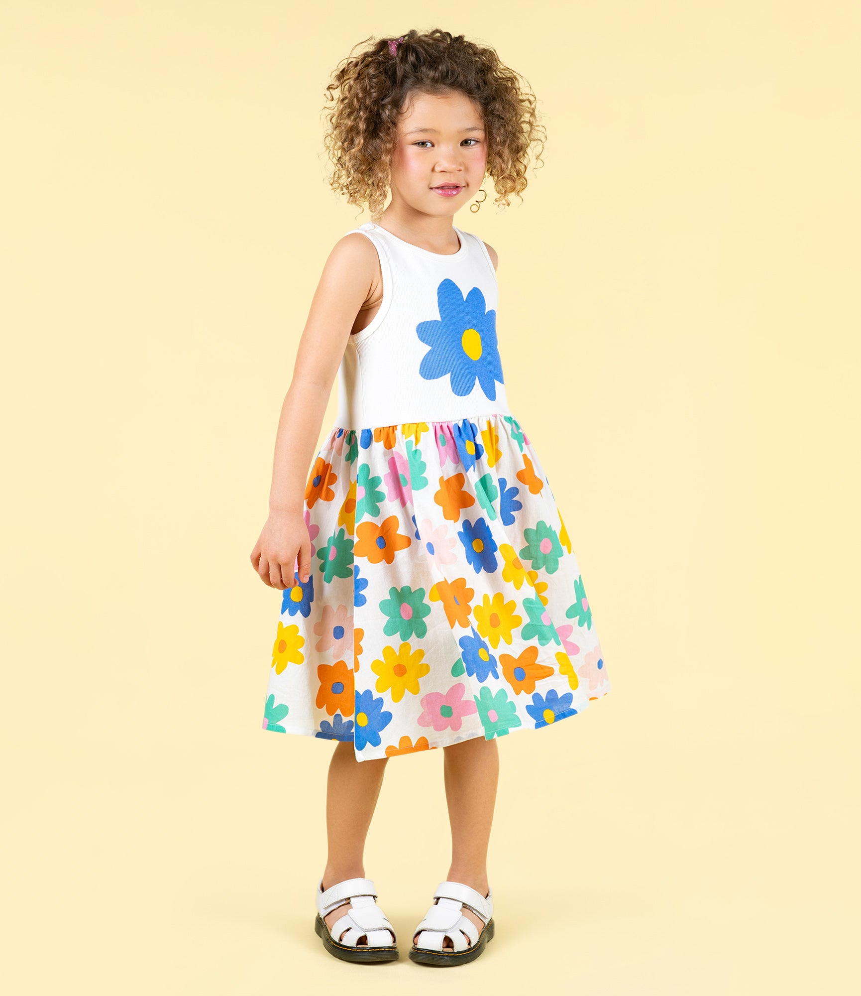 Rock Your Baby Love Me Do Singlet Dress Cream in Multi