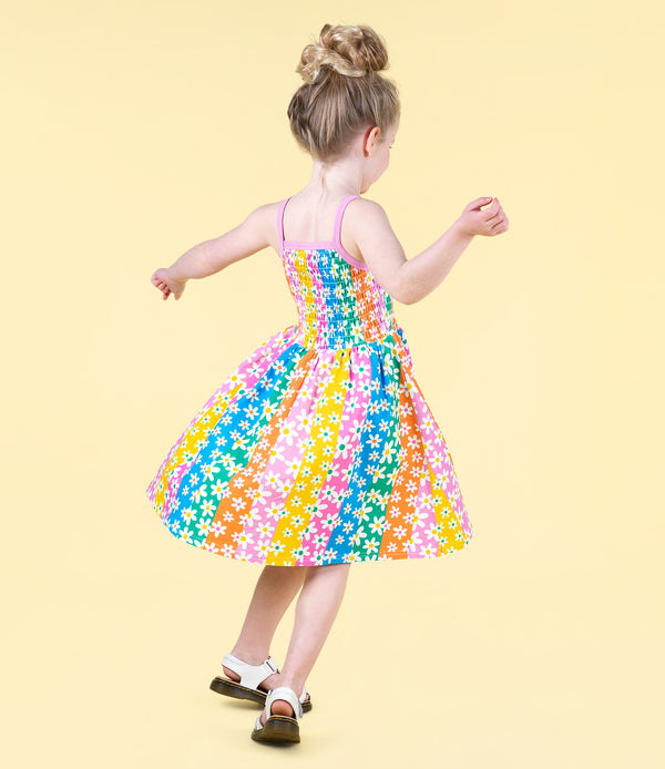 Rock Your Baby Floral Stripes Sun Dress in Multi