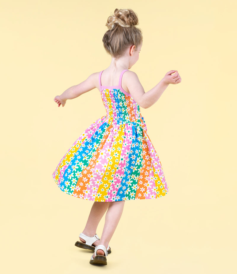 Rock Your Baby Floral Stripes Sun Dress in Multi
