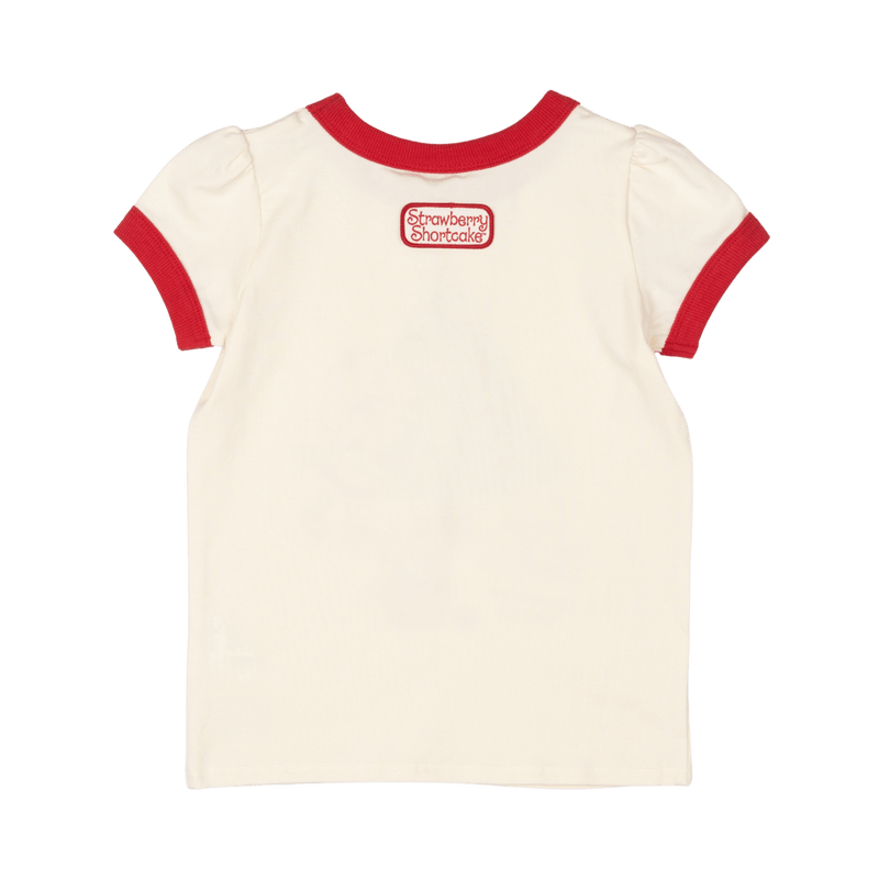 Rock your baby strawberry Christmas tree t-shirt  in cream