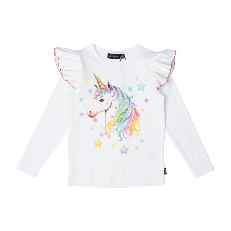 Rock your baby unicorn long sleeve Tee in cream