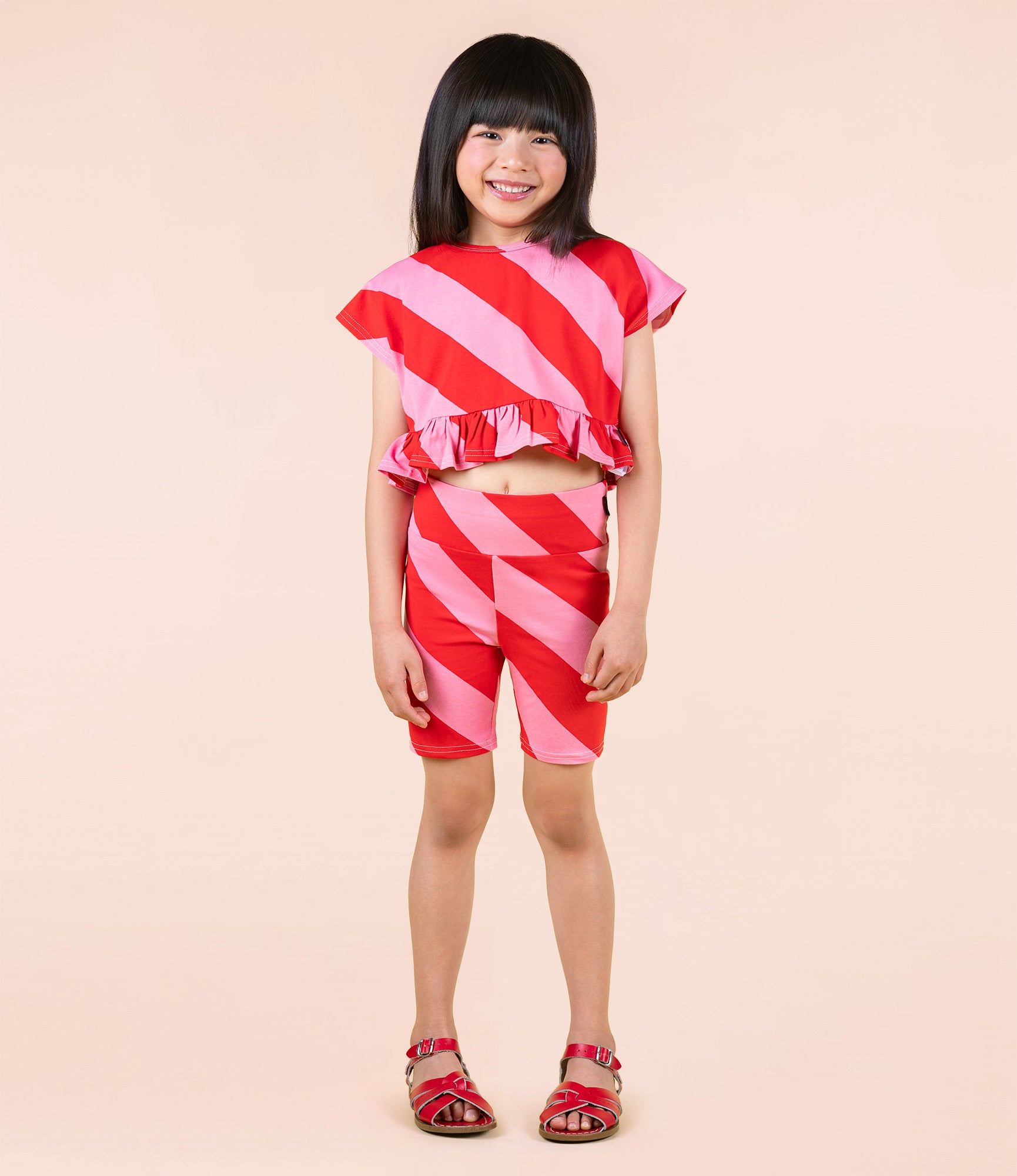 Rock Your Baby Candy Wrap Frill T-Shirt Red/Pink Stripe in Multi