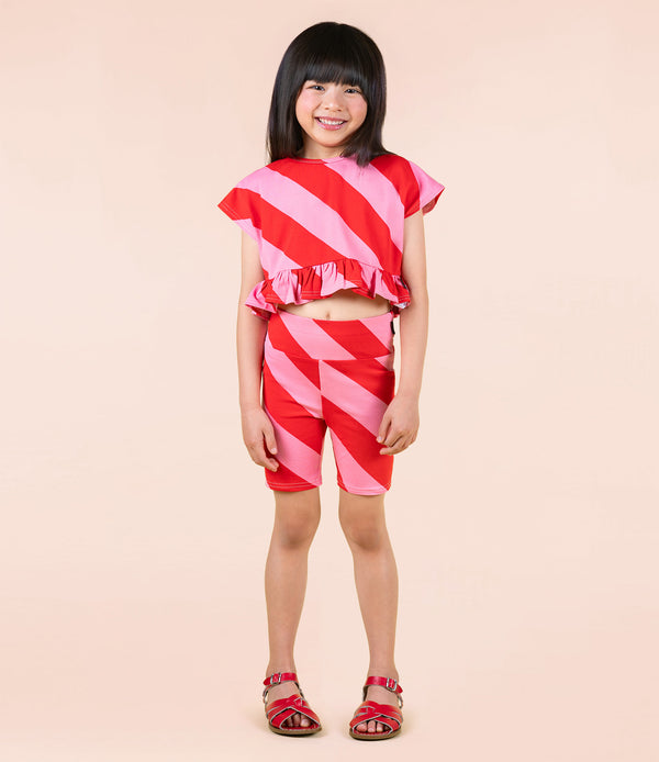 Rock Your Baby Candy Wrap Frill T-Shirt Red/Pink Stripe in Multi