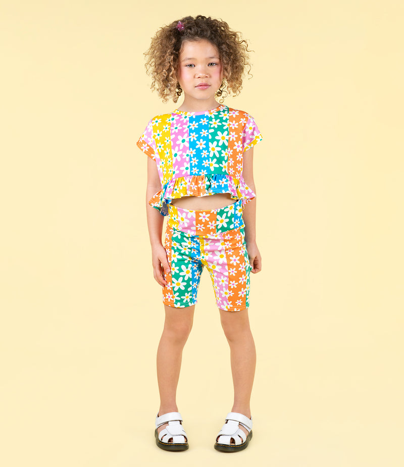 Rock Your Baby Floral Stripes Frill T-Shirt in Multi