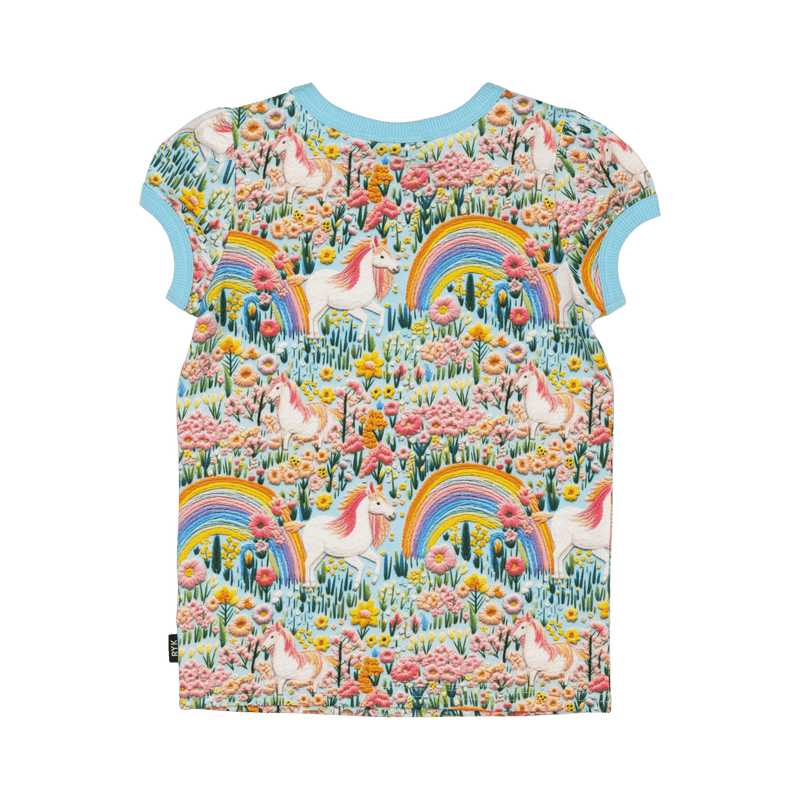 Rock Your Baby Embroidered Unicorns T-Shirt Blue in Multi