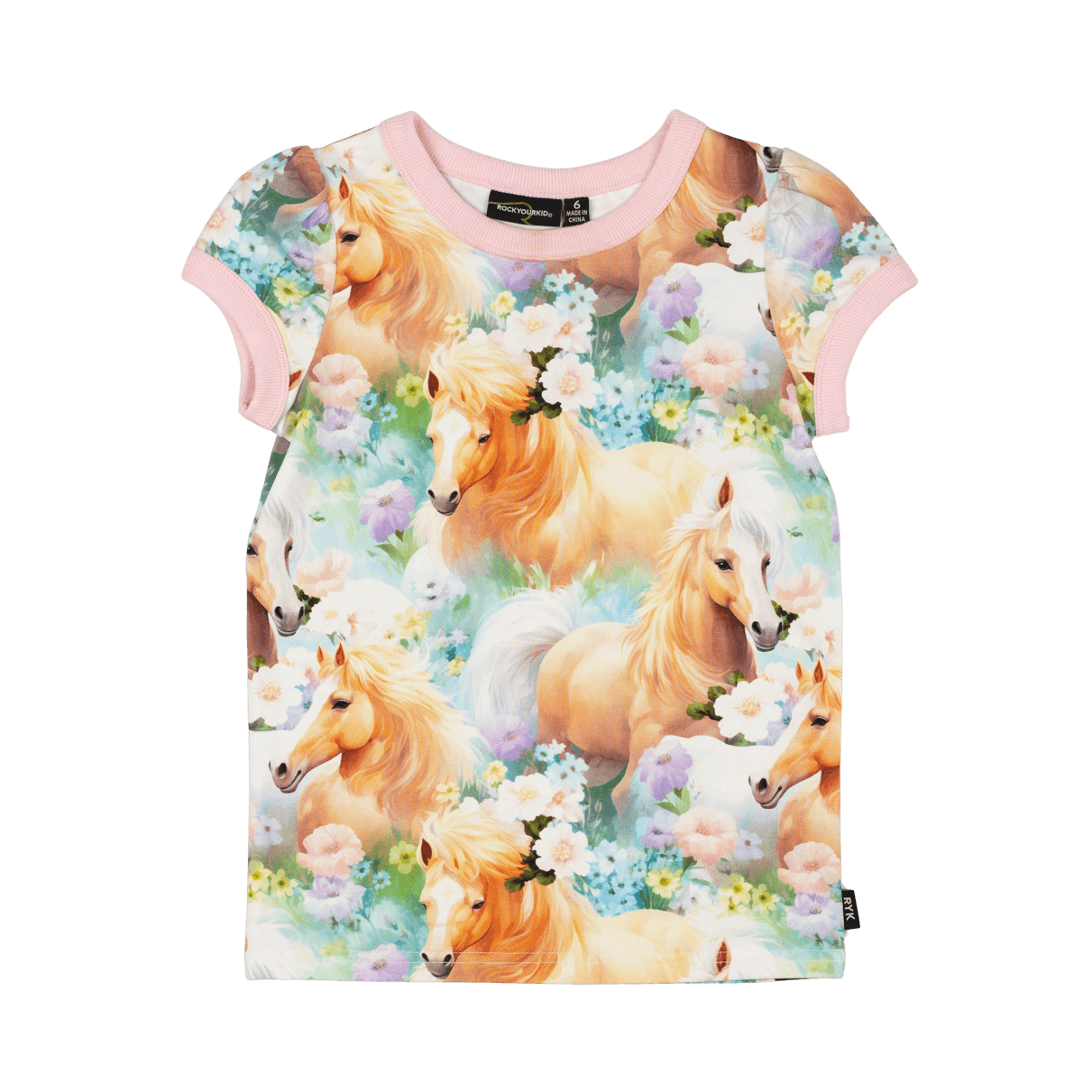 Rock Your Baby Icelandic Ponies T-Shirt Floral in Multi