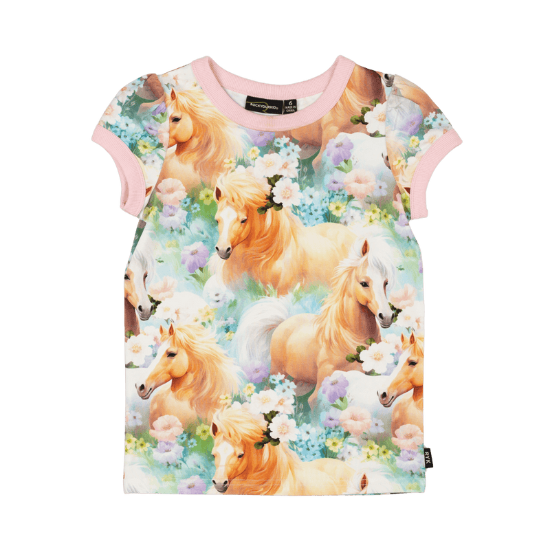 Rock Your Baby Icelandic Ponies T-Shirt Floral in Multi