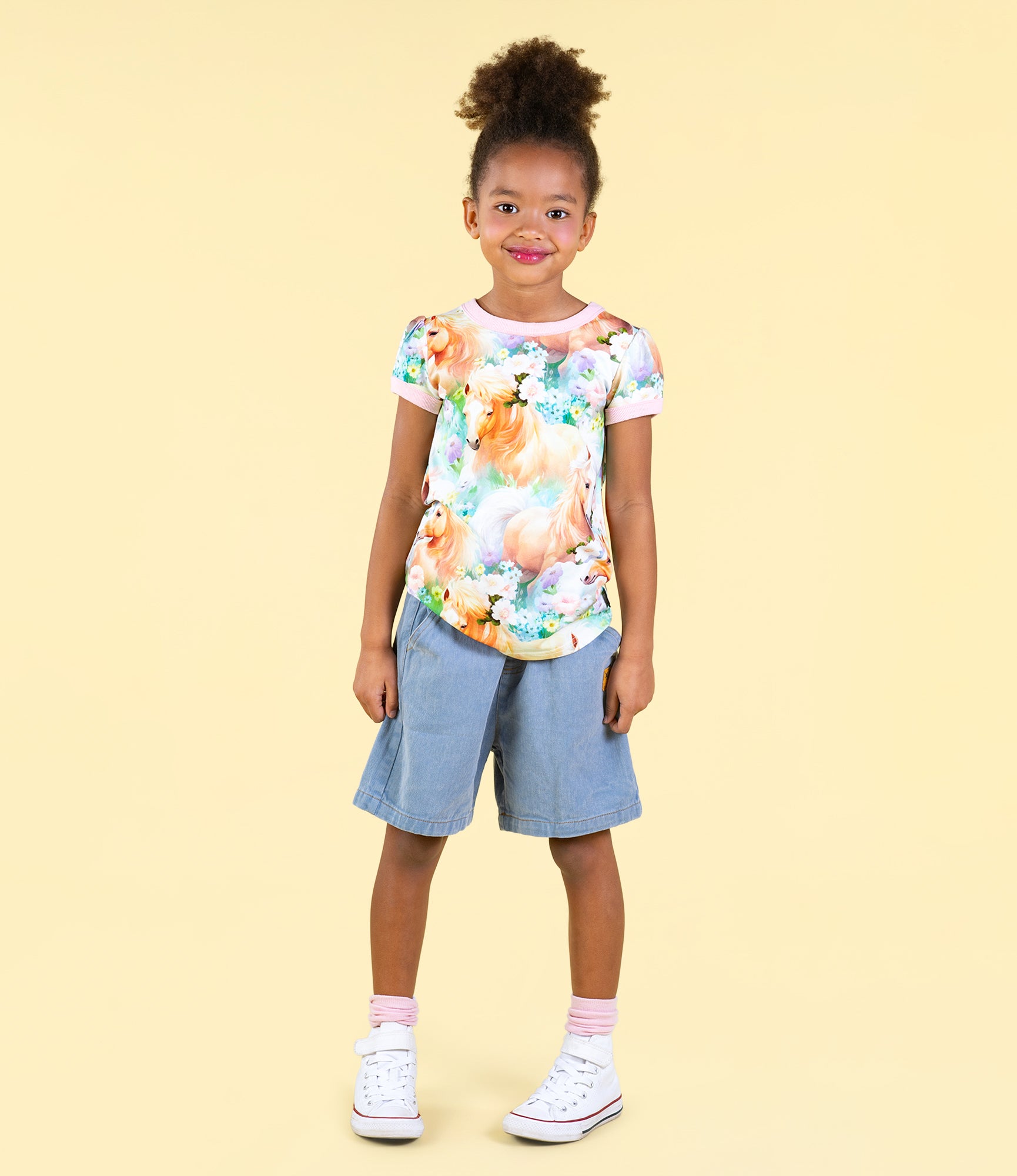 Rock Your Baby Icelandic Ponies T-Shirt Floral in Multi