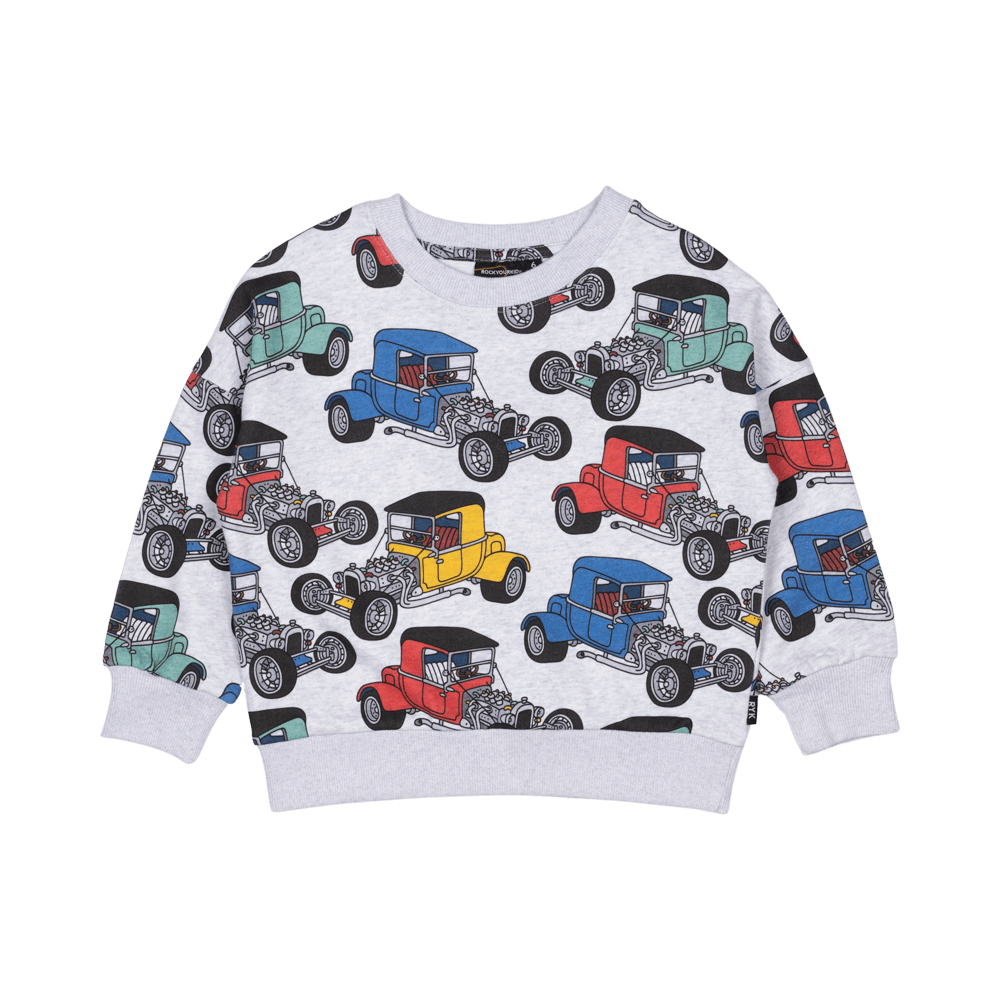 Rock Your Baby Hot Rod Sweatshirt in Vintage Grey Marle